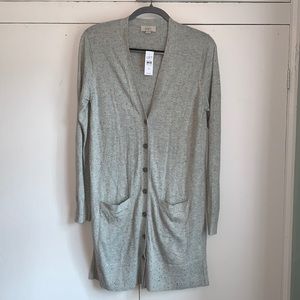 Ann Taylor LOFT grey speckled cardigan sweater